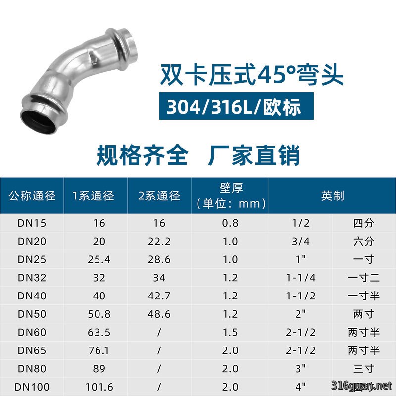 双卡压45°弯头3